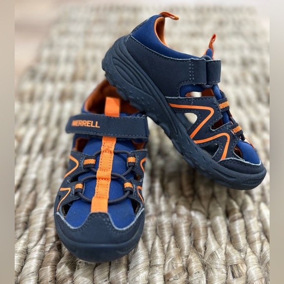 Merrell Other - Merrell Hydro Explorer PSGS Toddler Sandals Sz 10M Navy Orange Leather Round Toe